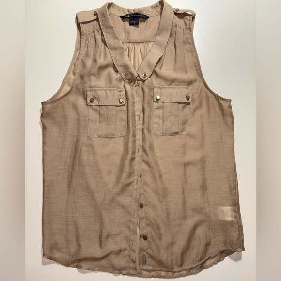 Armani Exchange Beige Sleeveless Shirt - Picture 2 of 4